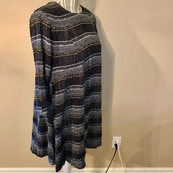 H&M Tunic Top Sz 10 Black Geometric Pattern White Yellow 100% Viscose Boho - Picture 5 of 15